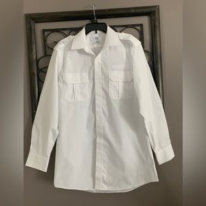 Pilot/aviator White Button Down Long Sleeve Shirt 16 1/2 Neck